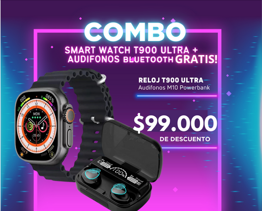 COMBO SMARTWATCH+ AUDÍFONOS GRATIS !